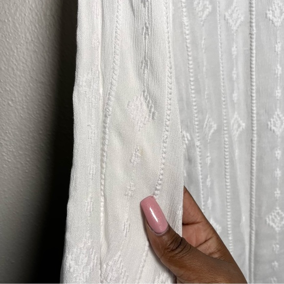 Tommy Bahama Women Top Large White Embroidered Tie Neck Peasant Cottagecore Boho - Picture 6 of 9